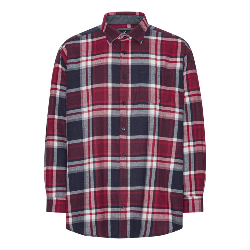 Mørk navy ternet flannel skjorte med lange ærmer (L/Æ) -  King's Road