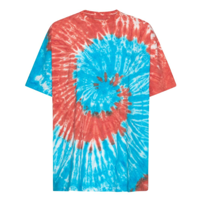 Rød/blå batik T-shirt med spiralprint - KAMRO