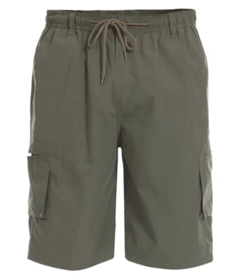 Khaki-farvet cargo shorts med elastik i livet - D555